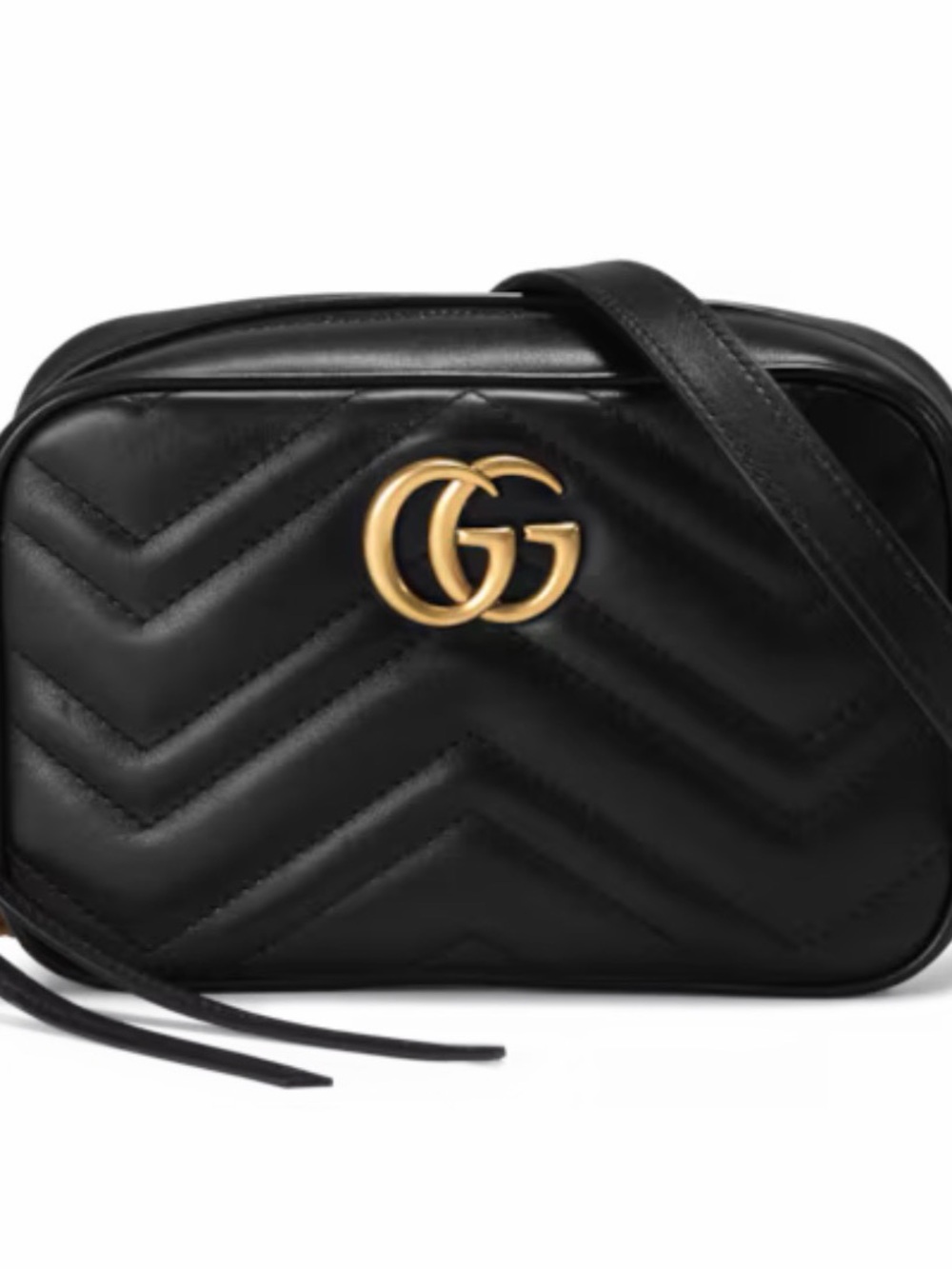 Authentic Gucci GG Marmont Small Camera Bag | Black Matelassé Leather | Excellen